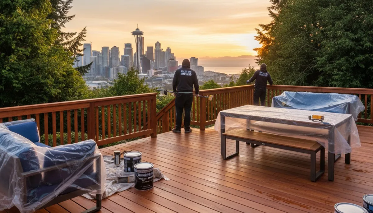 Professional deck staining in Seattle, WA enhancing wood beauty and weather protection for local homes