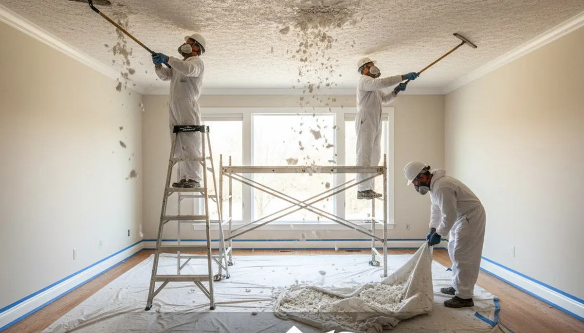 Professional popcorn ceiling removal by expert house painters in Seattle, WA homes