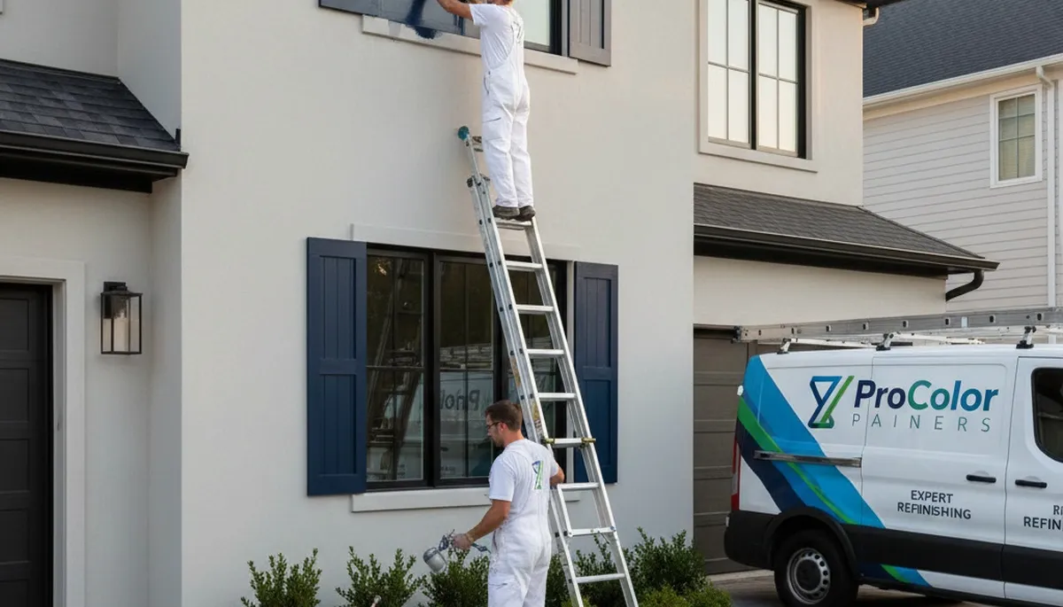 Professional shutter painting on a Seattle WA home with weather-resistant finish by expert painters